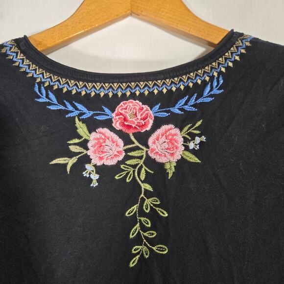 Paparazzi Embroidered Floral Shirt Top Blouse Cotton Boho Hippie Cottage Medium - Picture 8 of 8